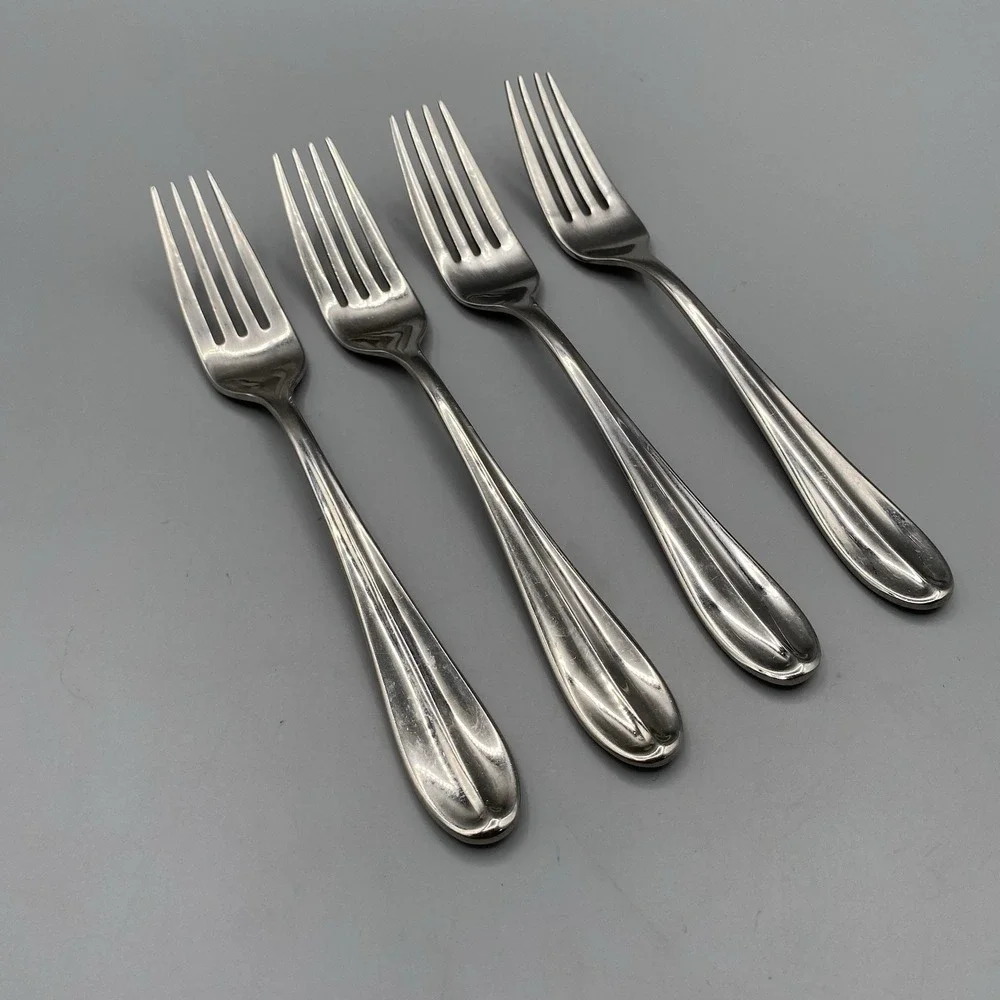 Hampton Silversmiths ELAINE 4pcs Salad Forks Stainless Flatware 7-1/8